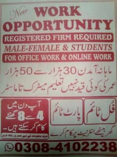 online work available for male and female