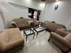 slightly used 9 seater sofa set with reasonable demand urgent sell