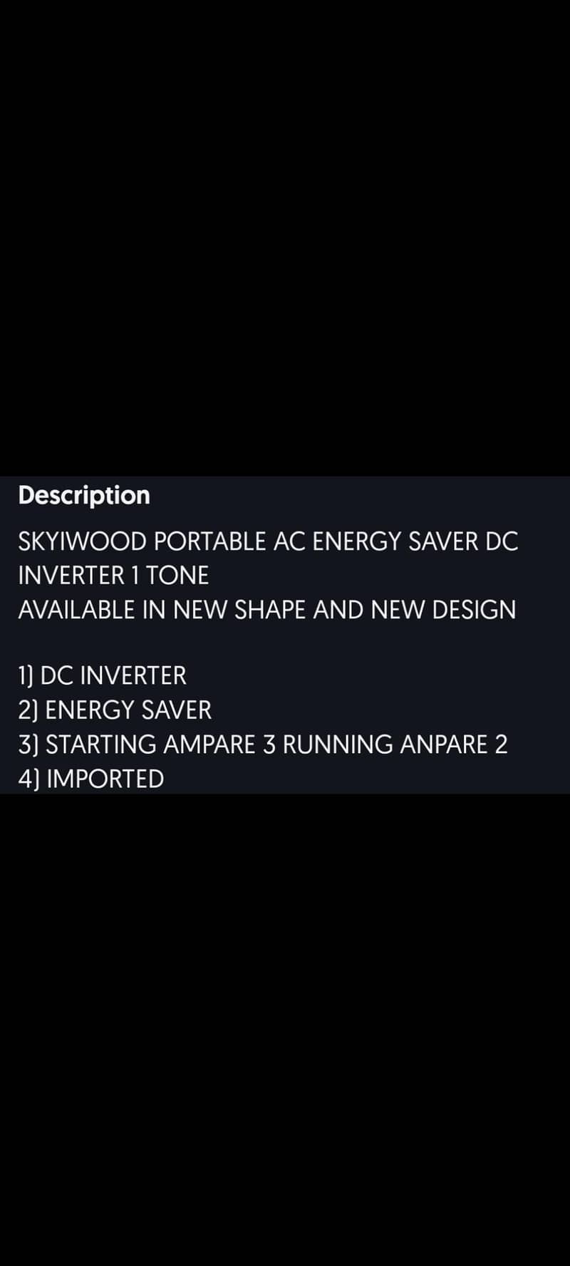 Skywood portable invertor heat & cool Ac 5