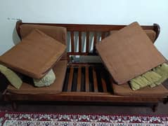 Solid wood five seater sofa set.
