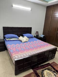 Classy KING SIZE Wooden bed with Dressing and Side tables