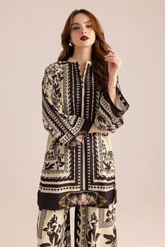 Stylish Women's Stitched Printed Shirt And Trouser Set -- 2 Pcs