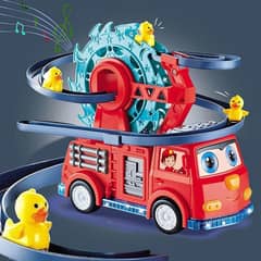 Fire Rail Duck Track Toy – Racing Stairs with Lights & Music