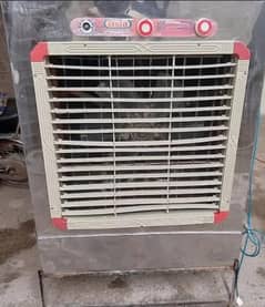 Large air cooler in stainless steel body and cooling pad with stand