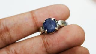 3.75 Ct Neelam silver ring | Blue Sapphire | Pure Silver | Real Stone
                                title=