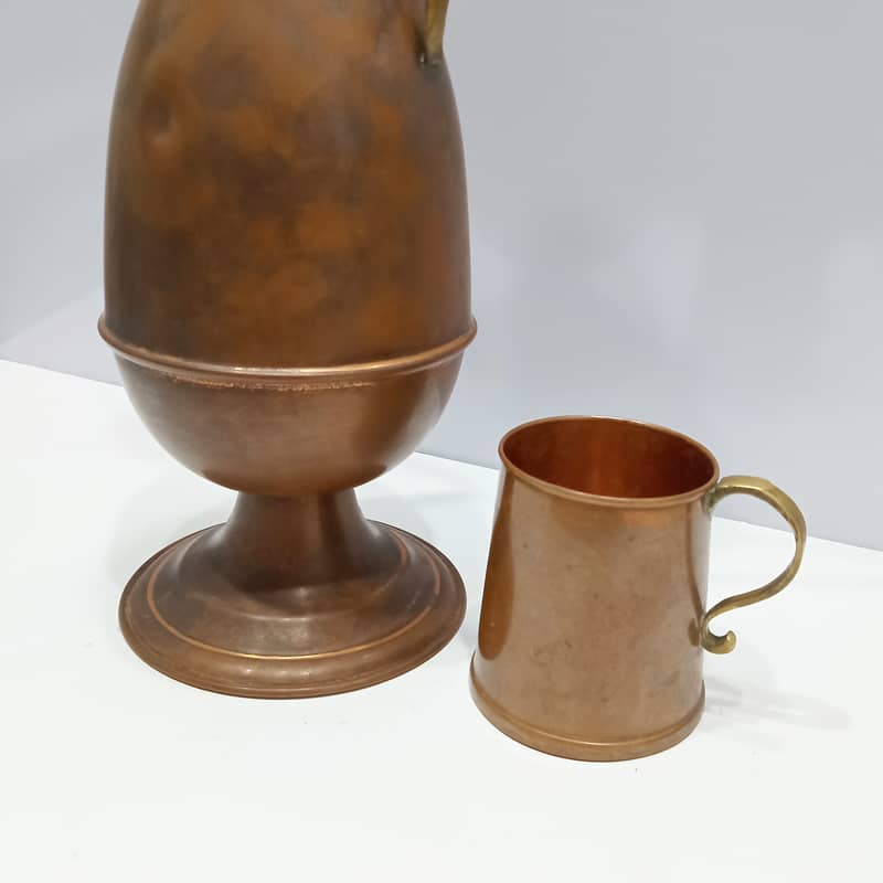 Elegant Vintage Solid Copper Jug with Matching Mug Set 4