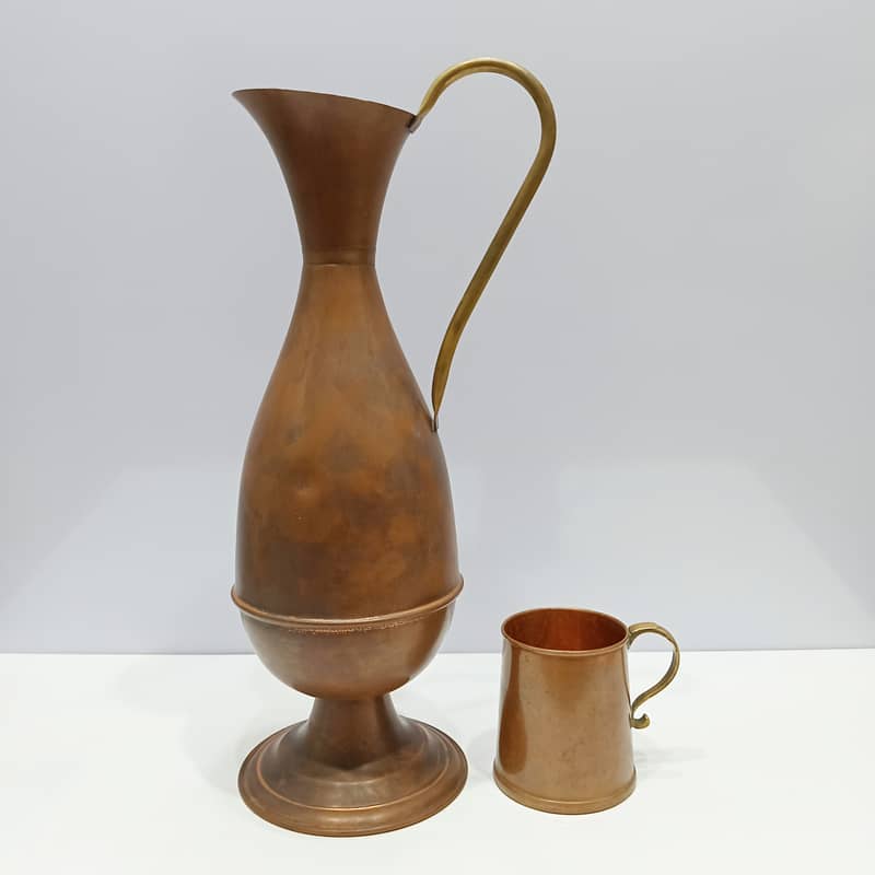 Elegant Vintage Solid Copper Jug with Matching Mug Set 1