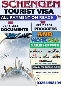 JOB in Seychelles(Schengen Work visa)Schengen Visit visa reach payment