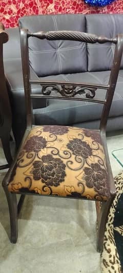 wooden dining table with 6 chairs