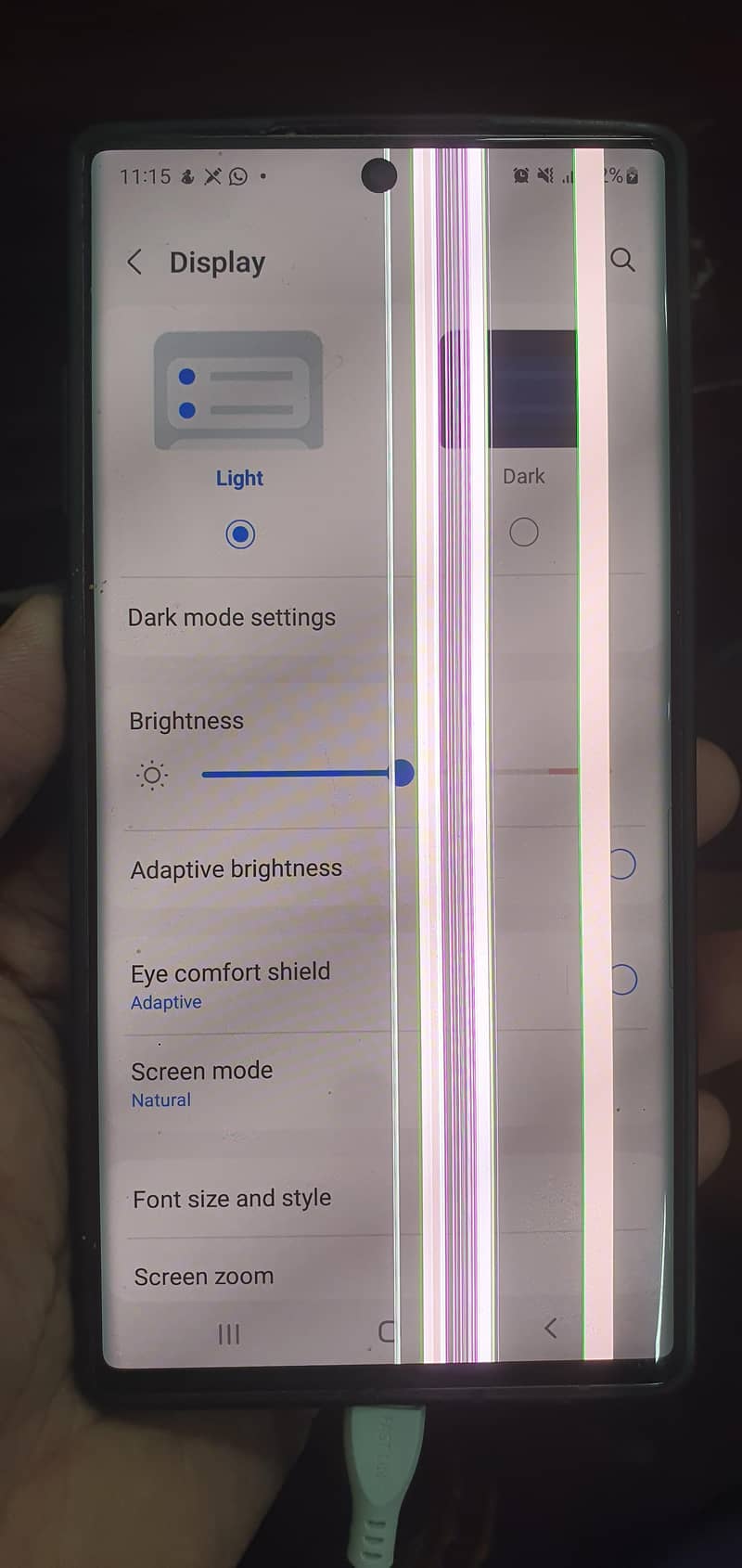 Note 10 plus screen with lines no dotte only lines. 2