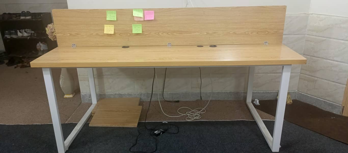 Office Table with Partition and Power Socket – Strong Metal Frame 6