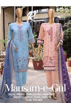 unstitched embrioded lawn suit