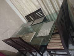 wooden dining table with 6 seter