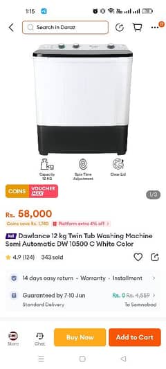 Dawlance washing machine 10500c brand new pack semi automatic