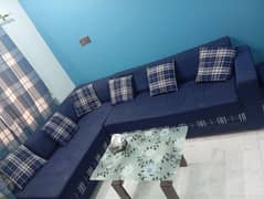 L- SHAPE 7SEATER SOFA + 2 PUFFY. . Read Description Please