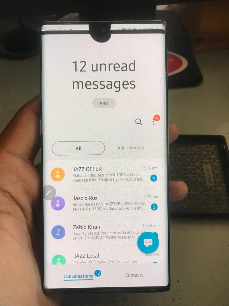 sumasung note plus 12 256 gb non pta but sim working 5
