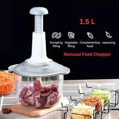 Manual Hand Push Food Chopper – 1.5 Liter | No Electricity Needed