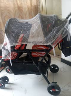 Branded twin pram stroller