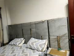 bed and side tables.
