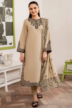 3 Pcs Unstitched Embroidered Suit