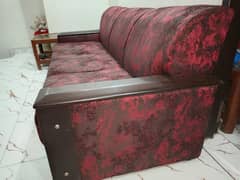 Maroon wooden sofa set for sale.