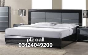 high gloss bed with two side tables