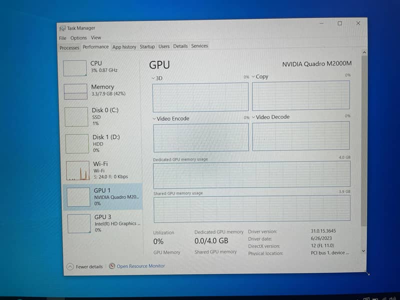 Dell Precision 7510 4gb Graphics M2000M 3