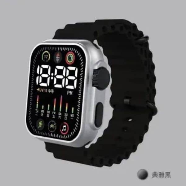 unisex digital display watch square case with textured strap 0