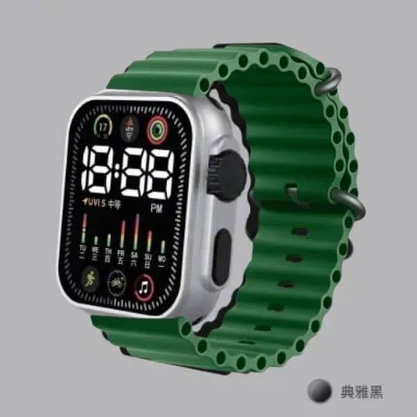 unisex digital display watch square case with textured strap 1