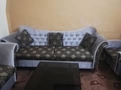 7 seater Sofa set with china top  glass table