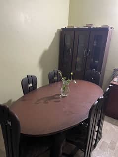 Wooden Dining table with 6 six chairs