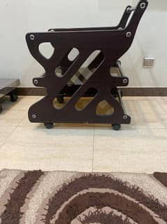 3 tier serving trolley. wood frame with glass racks