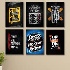 Set Of 6 Motivational Wooden Canvas Frames For Wall Decore