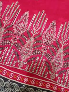 3 piece unstitch embroidered bright color pink