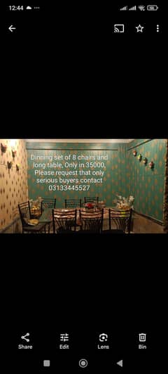 8 chairs with long Dinning Table