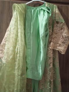 green colour large size silk and net plan silk trousers organza dupata