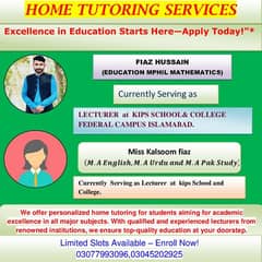 Home tutoring services