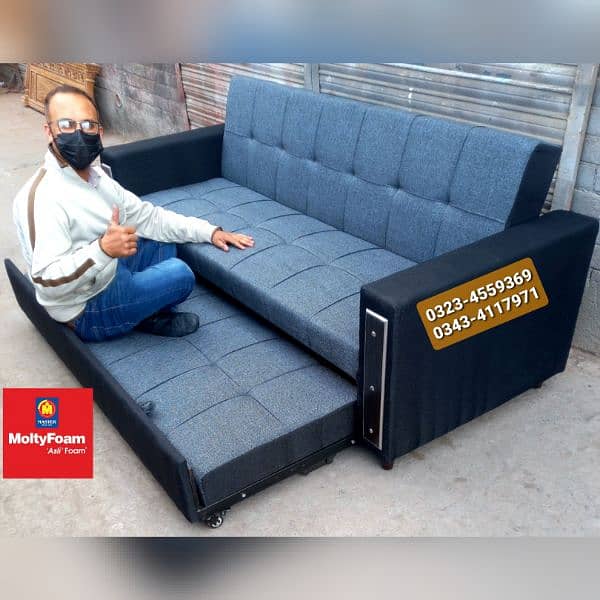 Sofa cum bed Molty double bed folding bed /Foam Mattress/Dining Table 1