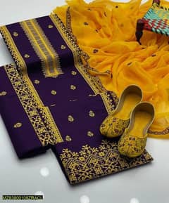 3 pcs unstitched cotton suits with free delivery