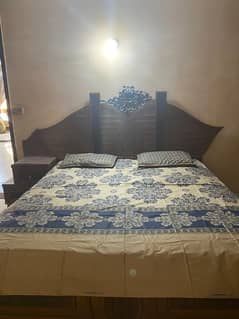 bed with one sider and dressing table akhrot ki lakri