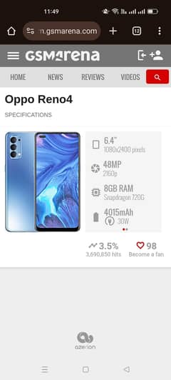 oppo reno 4 8gb 128gb
