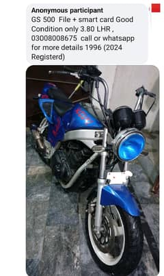 GS 500 Heay Bike Suzuki Japani File Smart card LHR