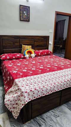 New Wodden Bed and Cupboard (Two door) with one side table