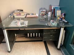 Study table/Computer table with 8mm glass and 3 drawers