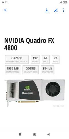 1.5gb graphic card nividia qawadro fx 4800