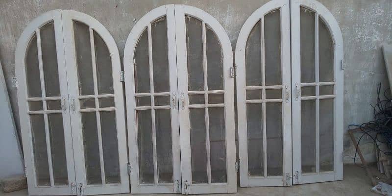 COMPLETE PURE WOODEN WINDOW SET ( 3 GLASS WINDOWS AND 3 NET WINDOWS) 0