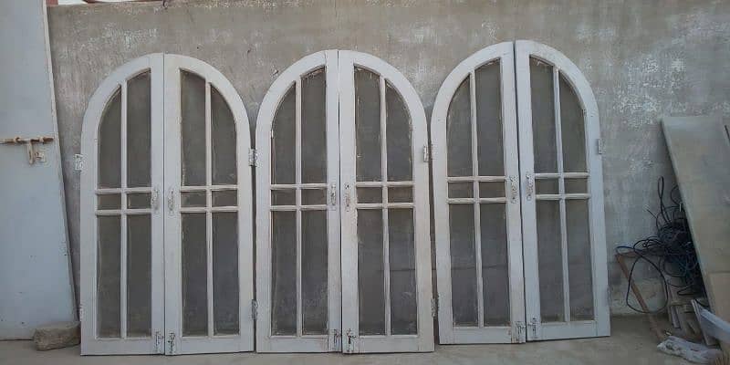 COMPLETE PURE WOODEN WINDOW SET ( 3 GLASS WINDOWS AND 3 NET WINDOWS) 1