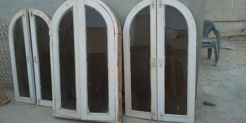 COMPLETE PURE WOODEN WINDOW SET ( 3 GLASS WINDOWS AND 3 NET WINDOWS) 2