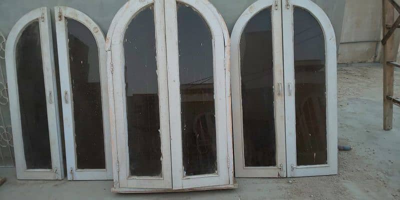 COMPLETE PURE WOODEN WINDOW SET ( 3 GLASS WINDOWS AND 3 NET WINDOWS) 3