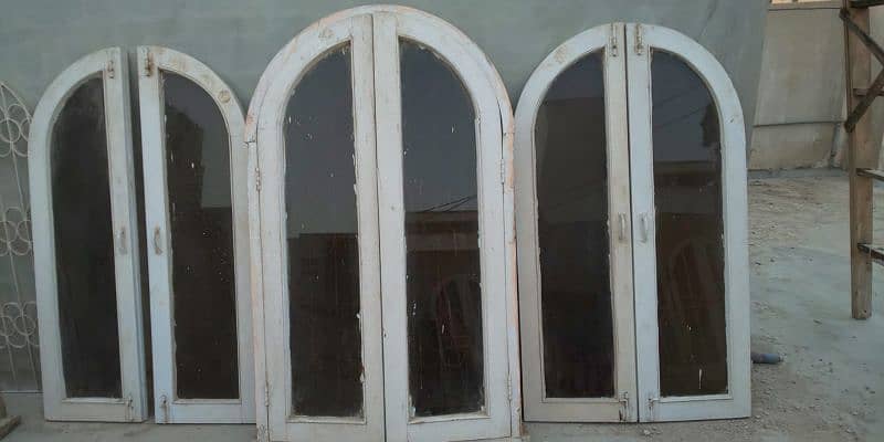 COMPLETE PURE WOODEN WINDOW SET ( 3 GLASS WINDOWS AND 3 NET WINDOWS) 5